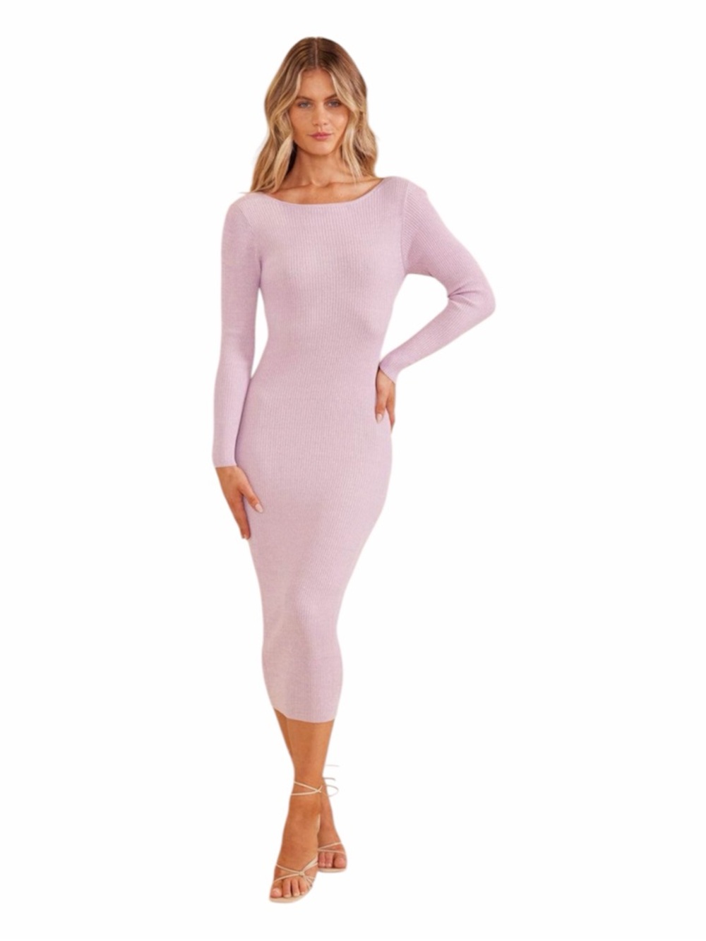 NWT MINKPINK Fresco Twist Back Knit Dress - Lavender